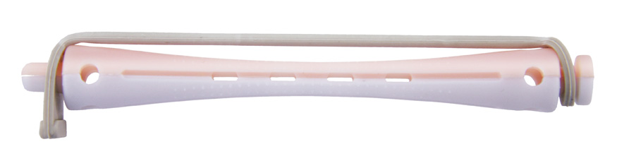Comair Kaltwellwickler 2-Farbig mit Rundgummi 12er Beutel 7mm weiss/rosa Länge 91mm