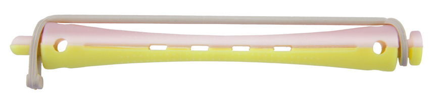 Comair Kaltwellwickler 2-Farbig mit Rundgummi 12er Beutel 8mm gelb/rosa Länge 91mm