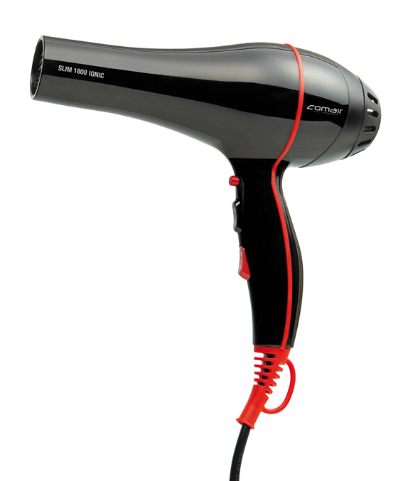 Comair Haartrockner Slim, Schwarz mit roten Details