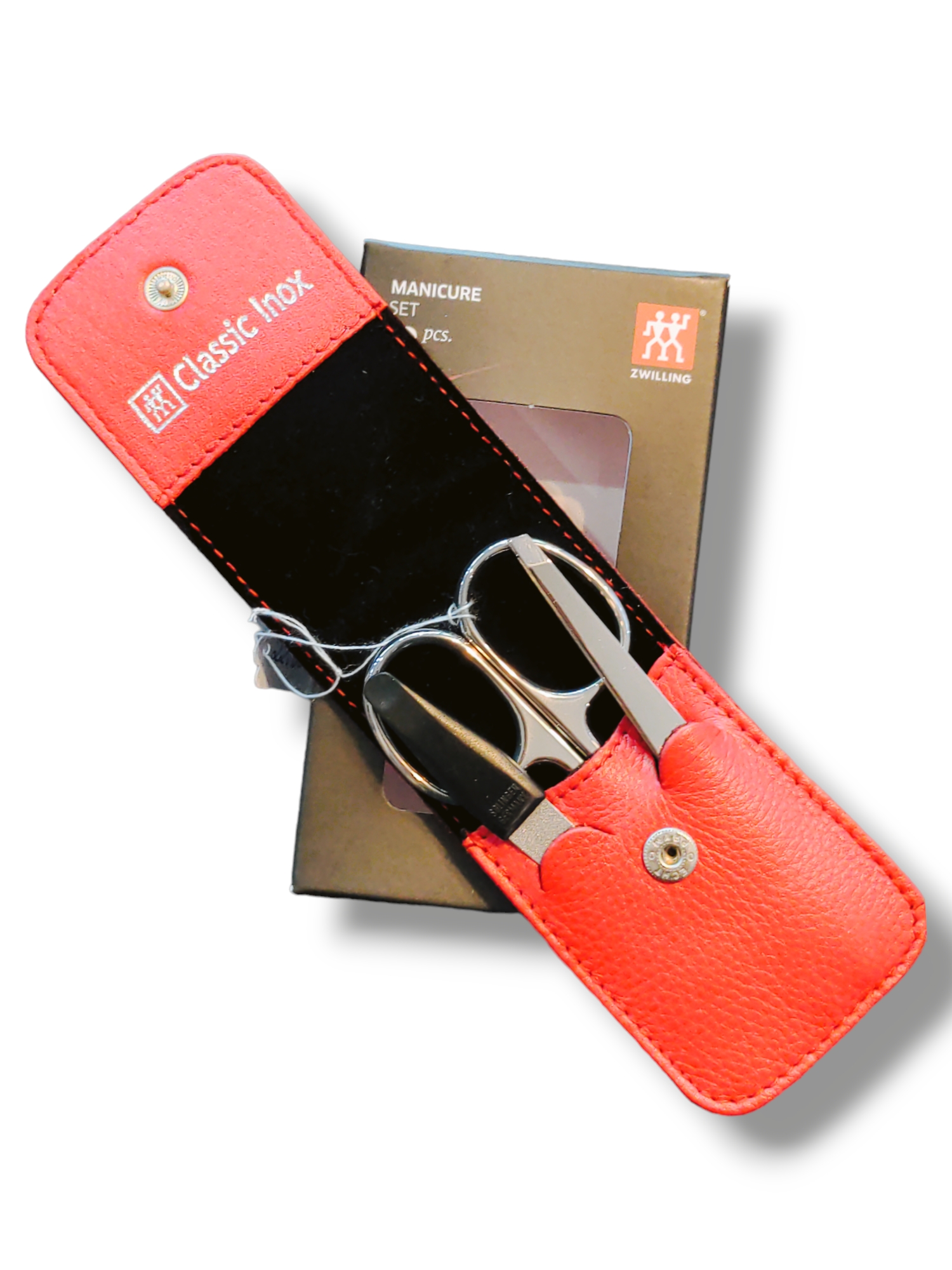 Zwilling Druckknopfetui Classic Inox Maniküre-Zubehör 3-tlg rot