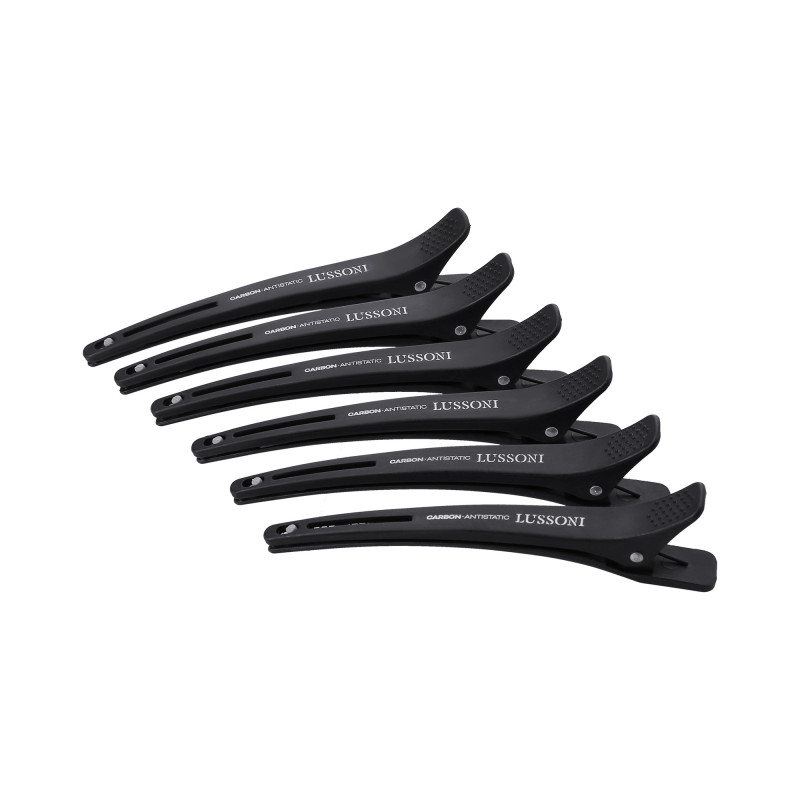 Tools For Beauty Lussoni HR Carbon Clips 6 Stück, schwarz