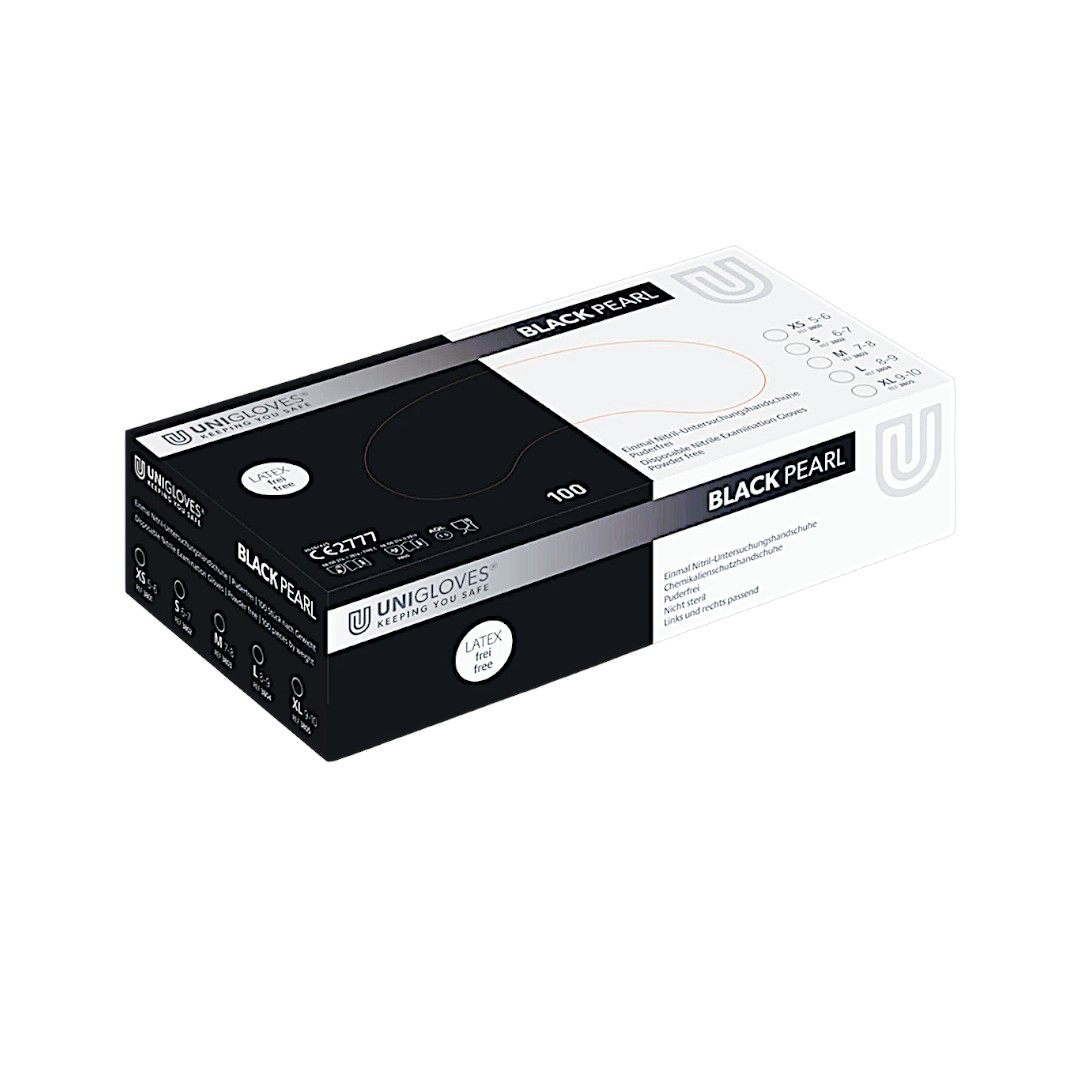 Unigloves Nitrilhandschuhe Black Pearl schwarz 100er Box puderfrei